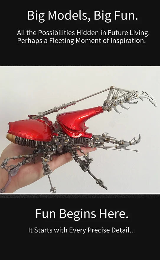 Build Your Own Metallic Marvel: A 3D Steampunk Red Beetle Puzzle