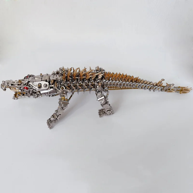 3D-Krokodil-Metallpuzzle für Jugendliche und Erwachsene (ab 16 Jahren) – 1500-teiliger DIY-Puzzle-Modellbausatz, bronzenes Steampunk-Ornament, perfekte Schreibtischdekoration und Geschenk