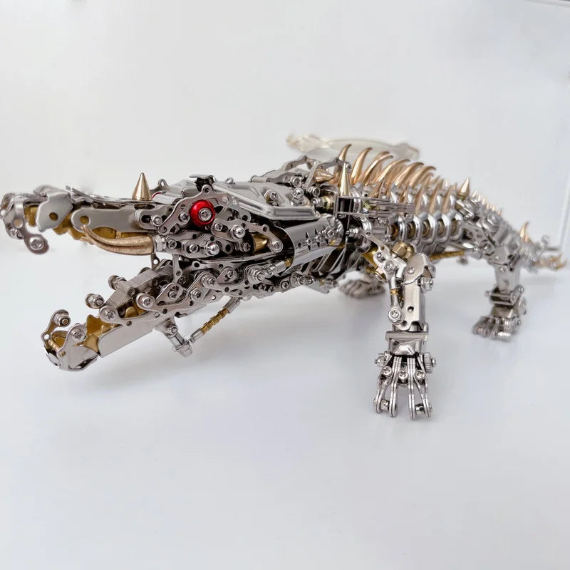 3D-Krokodil-Metallpuzzle für Jugendliche und Erwachsene (ab 16 Jahren) – 1500-teiliger DIY-Puzzle-Modellbausatz, bronzenes Steampunk-Ornament, perfekte Schreibtischdekoration und Geschenk