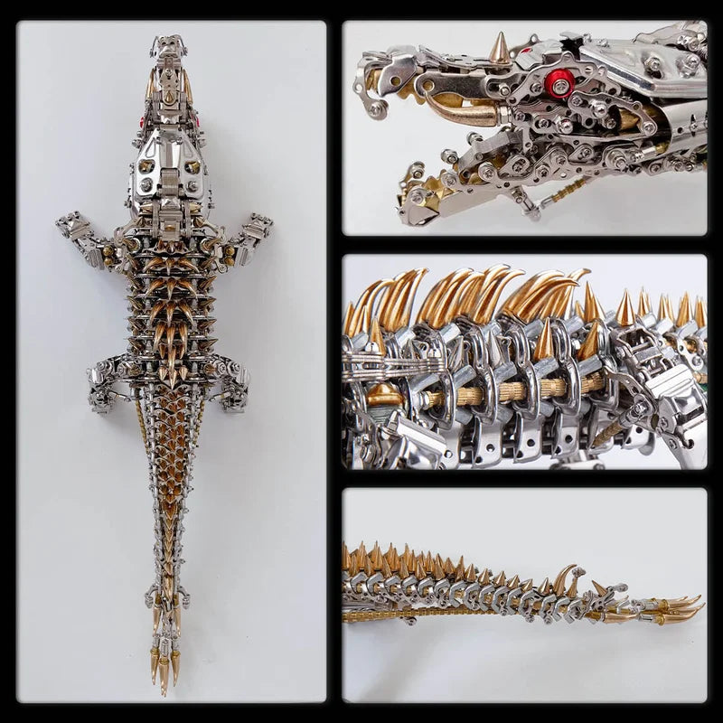 3D-Krokodil-Metallpuzzle für Jugendliche und Erwachsene (ab 16 Jahren) – 1500-teiliger DIY-Puzzle-Modellbausatz, bronzenes Steampunk-Ornament, perfekte Schreibtischdekoration und Geschenk