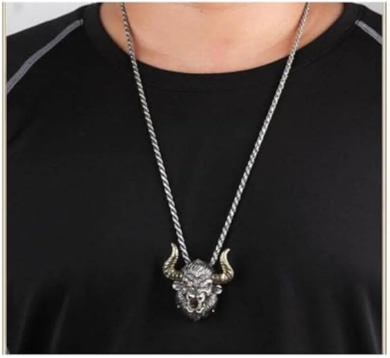 No.2 Free Gift --- Men's Retro Bull Head Pendant Necklace