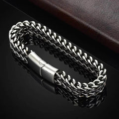 No.3 Free Gift --- 21cm Men's and Women's Silver Chain Bracelet, Stainless Steel 8mm Mesh Sturdy Punk Bracelet