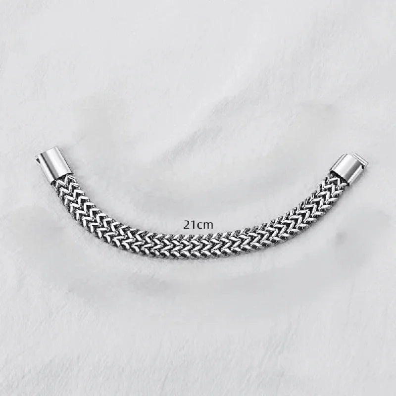 No.3 Free Gift --- 21cm Men's and Women's Silver Chain Bracelet, Stainless Steel 8mm Mesh Sturdy Punk Bracelet