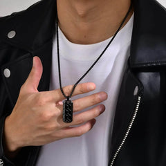 No.7 Free Gift --- Stainless Steel Pendant Necklaces for Men: Stylish Tire Pattern Dog Tag Necklace