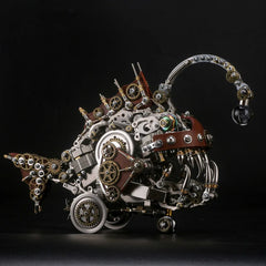 1000+ Pieces Steampunk 3D Metal Anglerfish Puzzle Kit with Tool - Engaging DIY Model for Adults