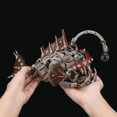 1000+ Pieces Steampunk 3D Metal Anglerfish Puzzle Kit with Tool - Engaging DIY Model for Adults