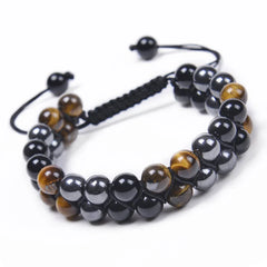 No.4 Free Gift --- Tigers Eye, Black Obsidian & Hematite 8mm Stone Beads: Triple Protection Bracelet for Men & Women