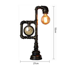 Steampunk Timekeeping: A Vintage Water Pipe LED Desk Lamp with Clock