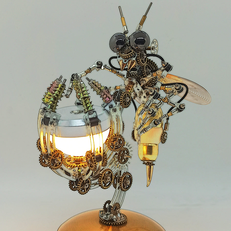 3D Metal Wasp Puzzle Kit for Adults – DIY Assembly with RGB Lamp Desk Ornament