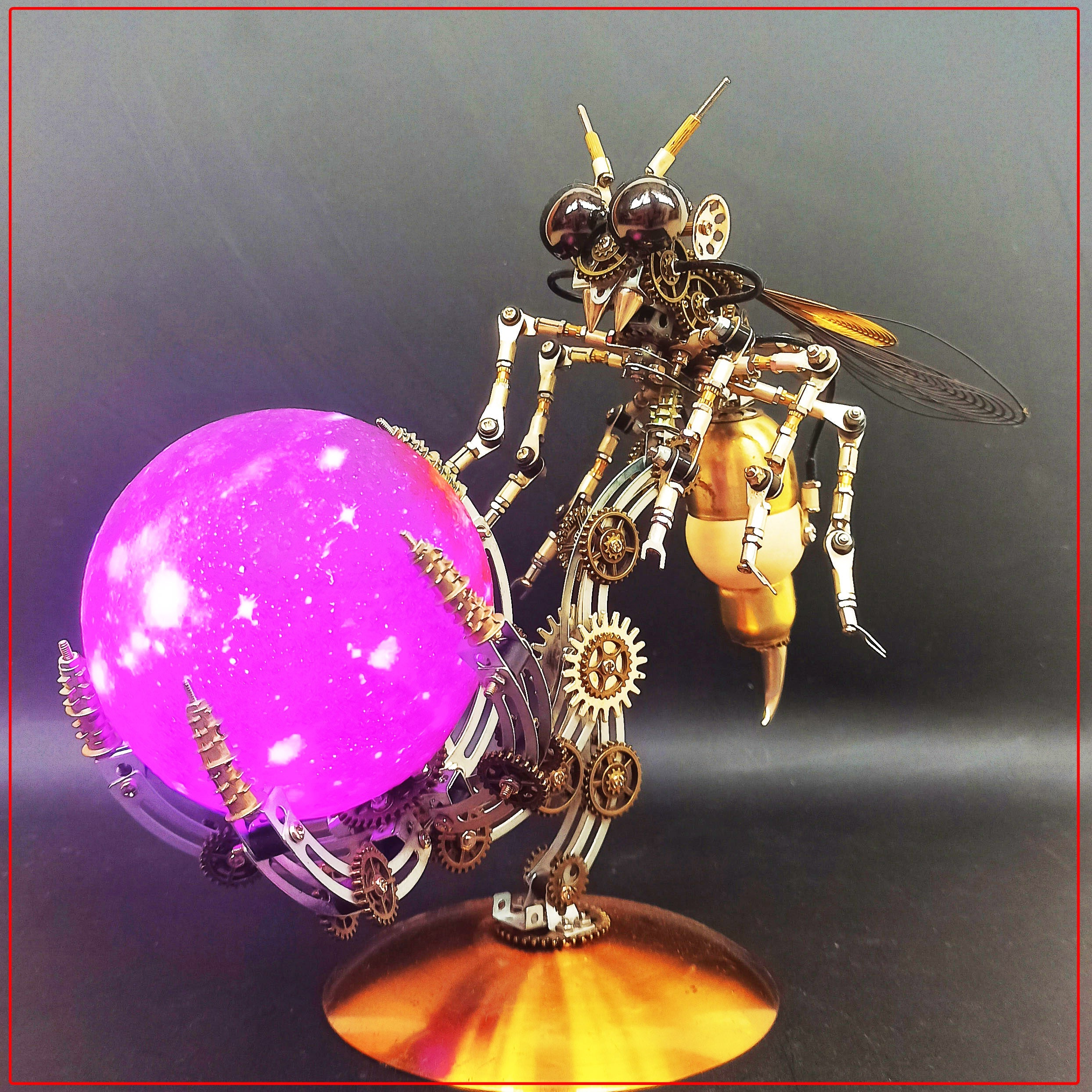 3D Metal Wasp Puzzle Kit for Adults – DIY Assembly with RGB Lamp Desk Ornament